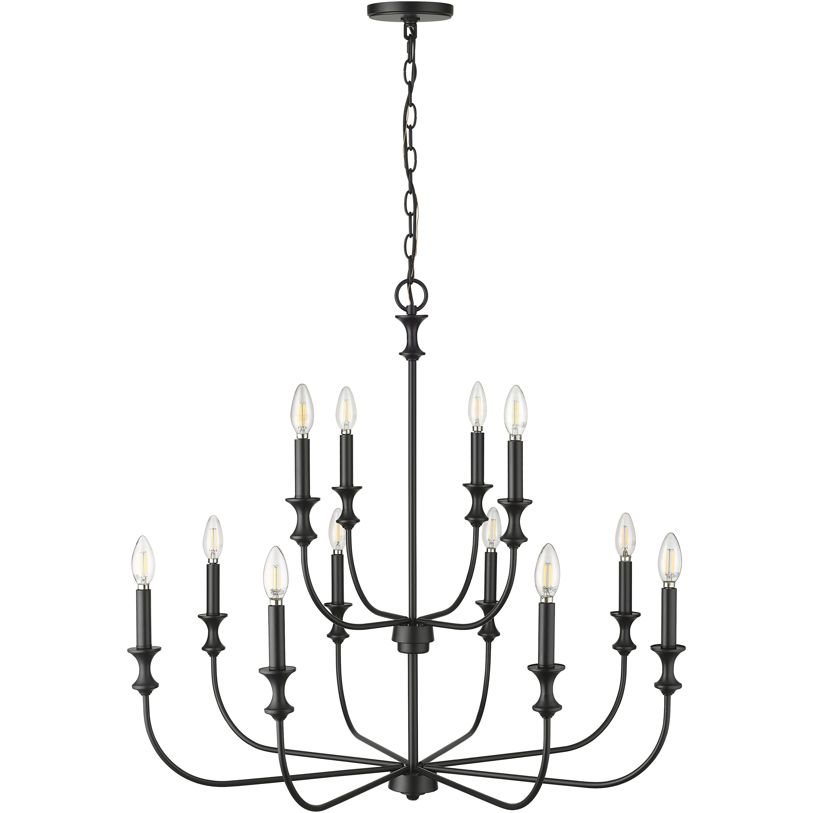 Savanne 12 Light 34 inch Matte Black Chandelier Ceiling Light